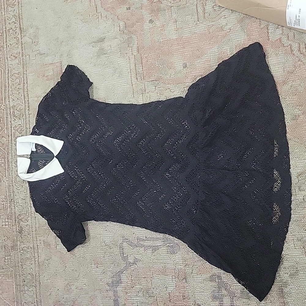 Sandro Paris black lace mini dress size xs with white color
